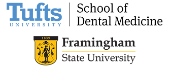Tufts University School of Dental Medicine and Framing State University logos.